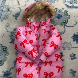 Hanna Andersson Pink Coat with Red Bow Design